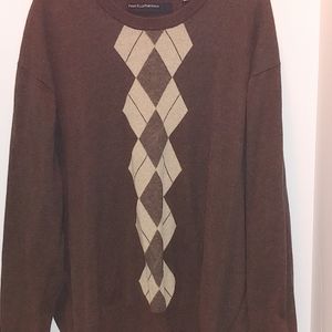 Mens. 2x Brown & tan Perry Ellis Sweater.